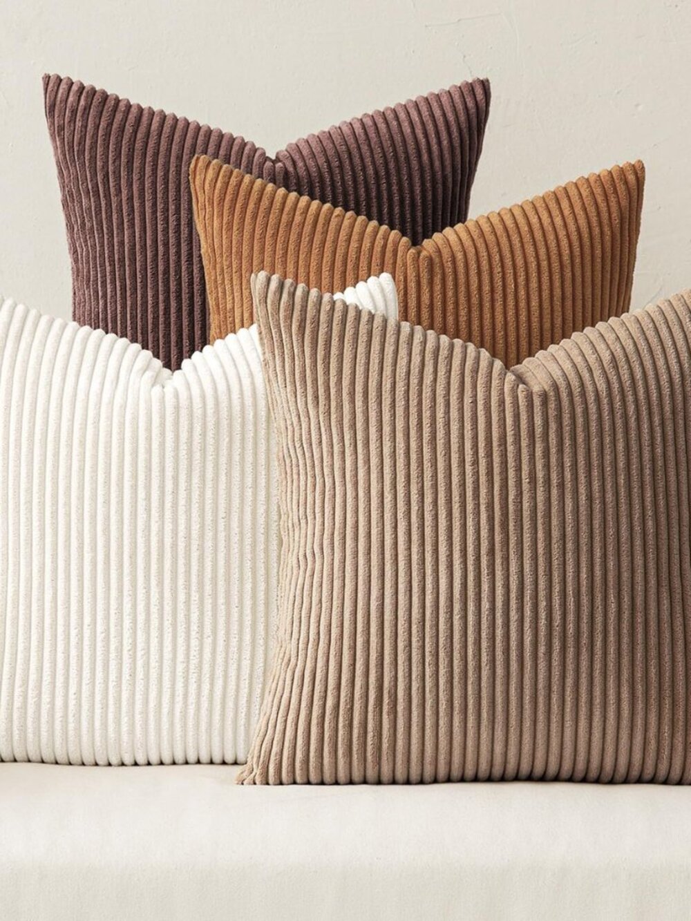 Fall Corduroy Decorative Throw Pillow Covers Brown Series 18x18